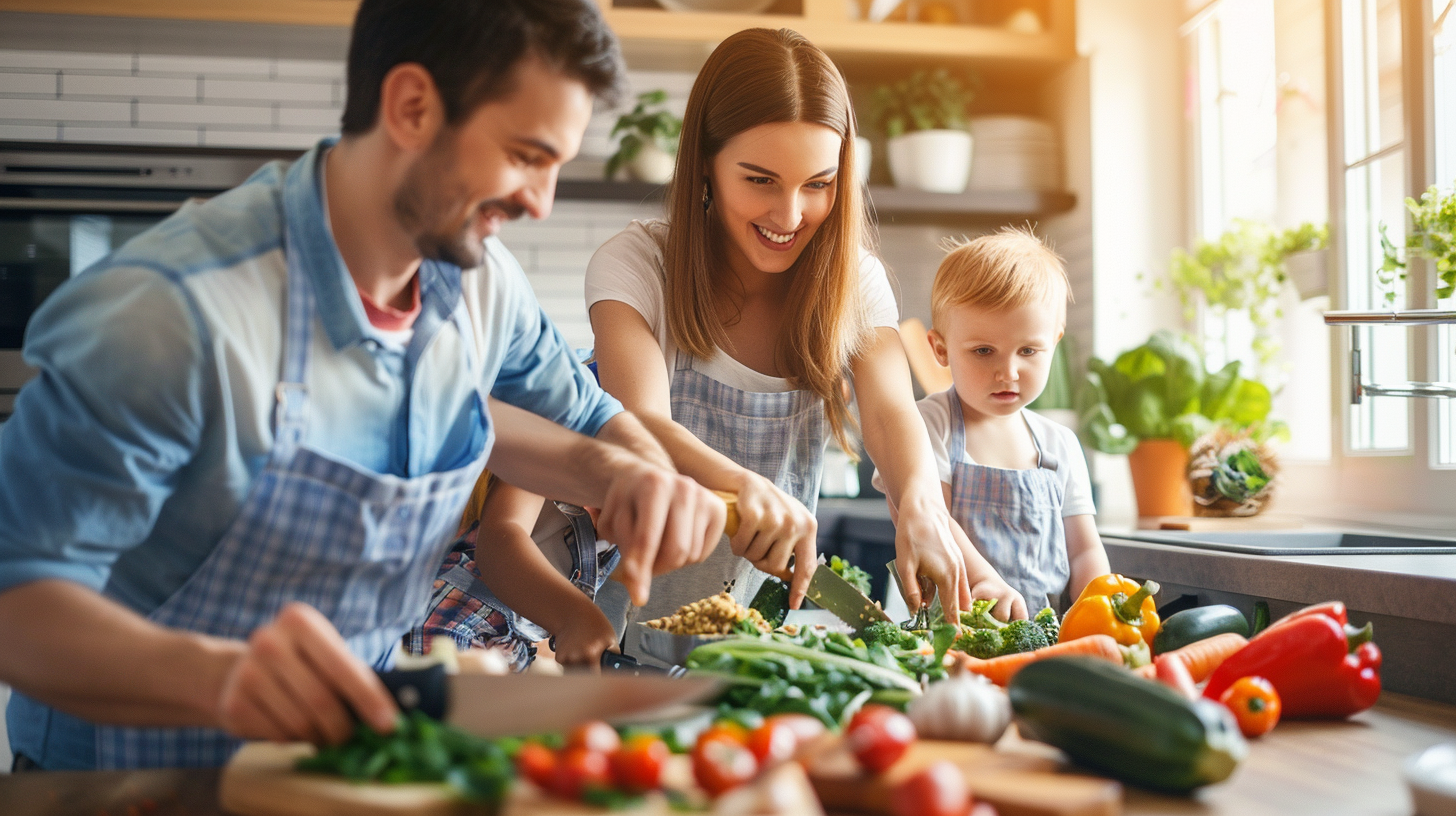 Різноманітні корисні продукти та овочі